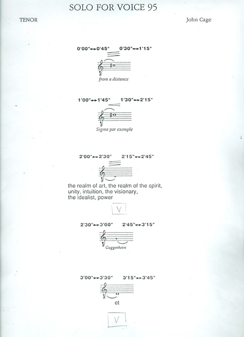 score page: John Cage 4 Solos for Voice